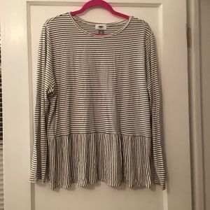 Black and white stripe peplum top